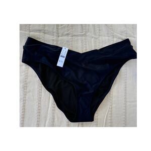 J.Crew Cross-Front‎ Cheeky Bikini Bottom, Navy Blue, Sz 2XL